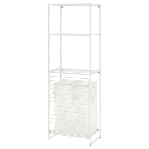 JOSTEIN Shelving unit with bags, in/outdoor wire/transparent white, 61x40/76x180 cm