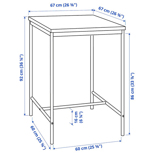 SANDSBERG Bar table, black, 67x67 cm