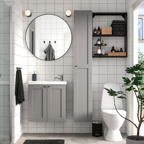 ENHET Bathroom, anthracite/grey frame, 64x33x65 cm