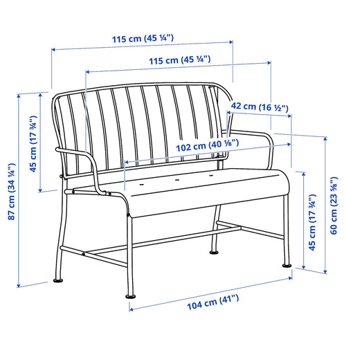 LÄCKÖ 2-seat sofa, outdoor, grey