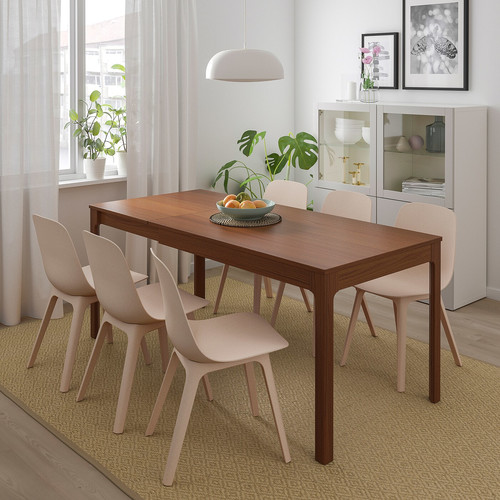 EKEDALEN / ODGER Table and 4 chairs, brown, white beige, 120/180 cm