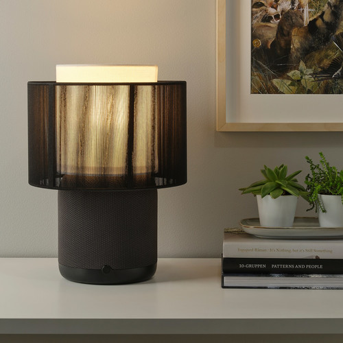 SYMFONISK Speaker lamp w Wi-Fi, textile shade, black
