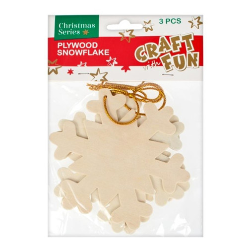 Christmas Decorations Plywood Snowflake Pendant 3pcs