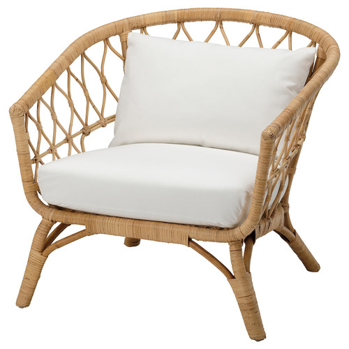 STOCKHOLM 2017 Armchair with cushion, rattan/Gräsbo white, 87x81x79 cm