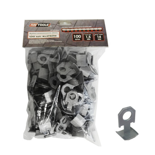 AW TLS Clip Set Standard Tile Levelling System 1.5mm, 7-15mm, 100pcs