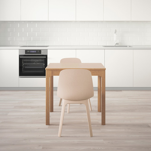 EKEDALEN / ODGER Table and 2 chairs, oak/white beige, 80/120 cm