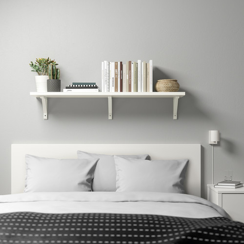 BERGSHULT / SANDSHULT Wall shelf, white, white stained aspen, 120x30 cm