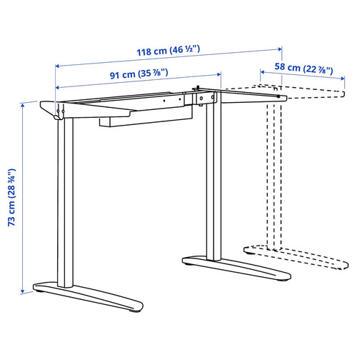 RELATERA Underframe for table top, white, 90/117 cm