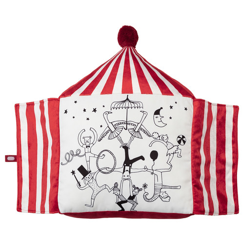 BUSENKEL Cushion, circus tent shape red/white, 48x37 cm