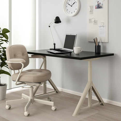 IDÅSEN Desk, black/beige, 120x70 cm