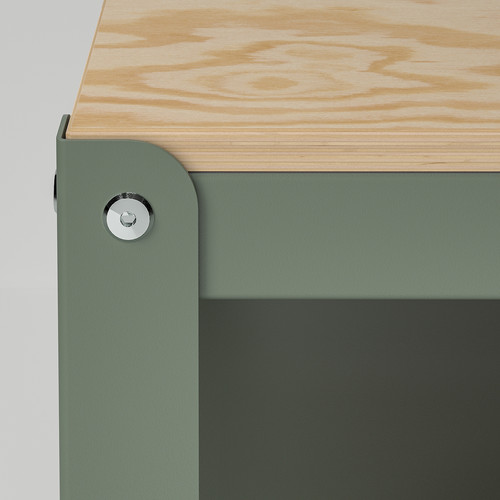 BROR Work bench, grey-green/pine plywood, 110x55 cm