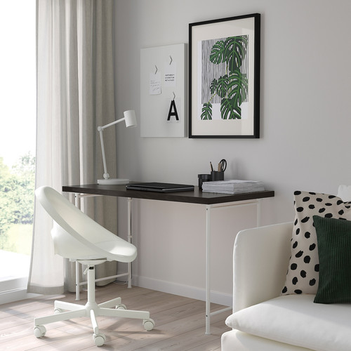 LAGKAPTEN / SPÄND Desk, black-brown/white, 120x60 cm