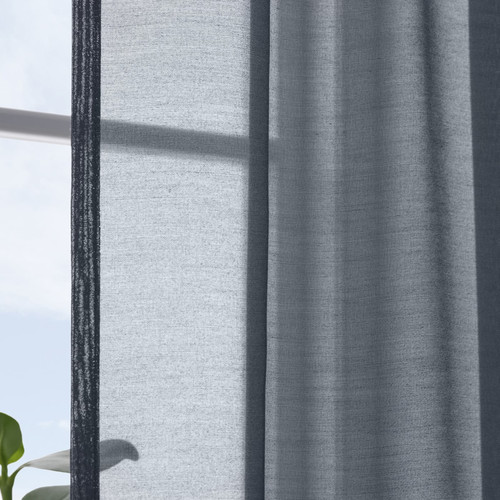 STENFRÖ Sheer curtains, 1 pair, with heading tape/dark blue, 145x300 cm