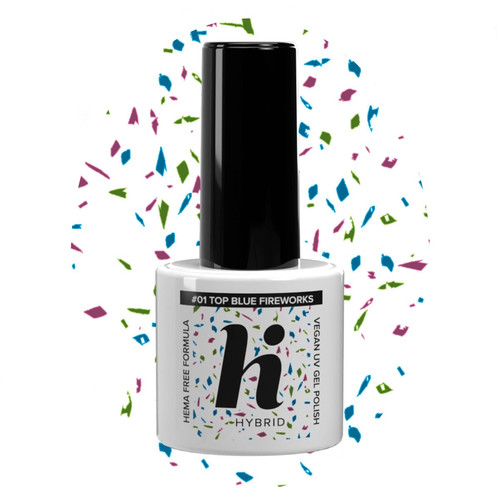 Hi Hybrid HEMA Free Top No Wipe #01 Blue Fireworks Vegan 5ml