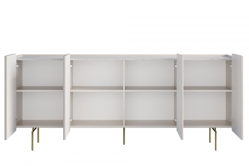 Cabinet Malmi 200 cm, cashmere, crema bianca, gold legs