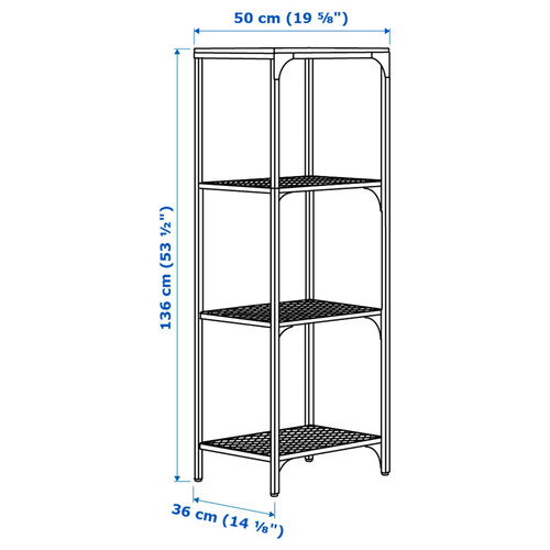 FJÄLLBO Shelving unit, black, 51x136 cm