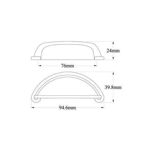 Furniture Handle Chervil shell 94 mm, brass