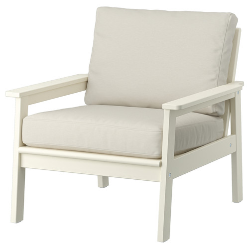 BONDHOLMEN Armchair, outdoor, white/beige/Frösön/Duvholmen beige