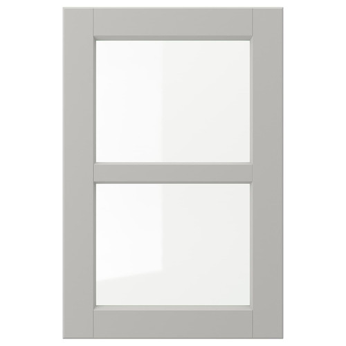 LERHYTTAN Glass door, light grey, 40x60 cm