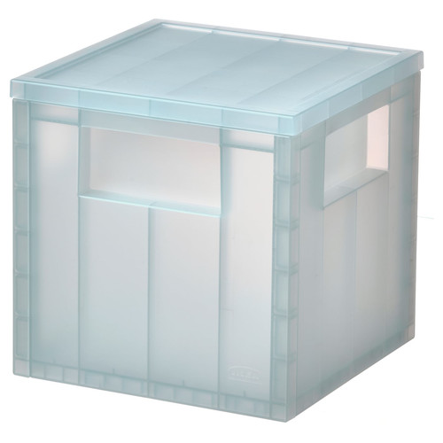 PANSARTAX Storage box with lid, transparent grey-blue, 16.5x16.5x16.5 cm