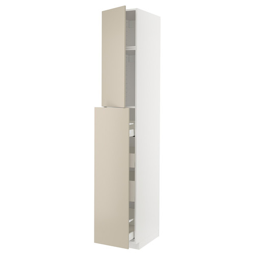 METOD / MAXIMERA Hc w p-o func 1dr/4drw, white/Havstorp beige, 40x60x240 cm