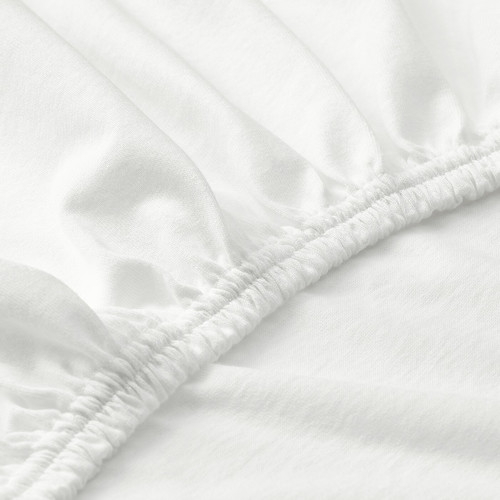 LEN Fitted sheet, white, 80x130 cm