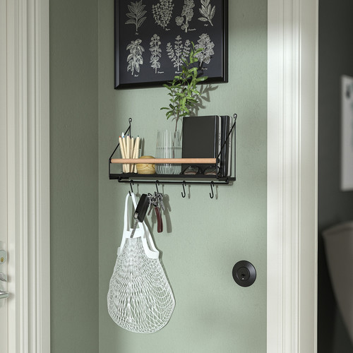 ÅKERBRUK Wall organiser w hooks, 42x12x26 cm