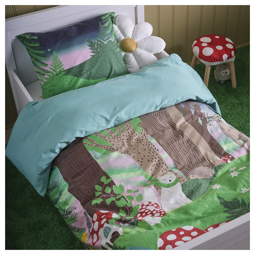 SKOGSDUVA Duvet cover and pillowcase, multicolour/forest pattern, 150x200/50x60 cm