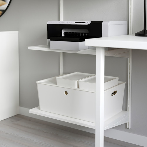 BOAXEL / LAGKAPTEN Shelving unit with table top, white, 187x62x201 cm