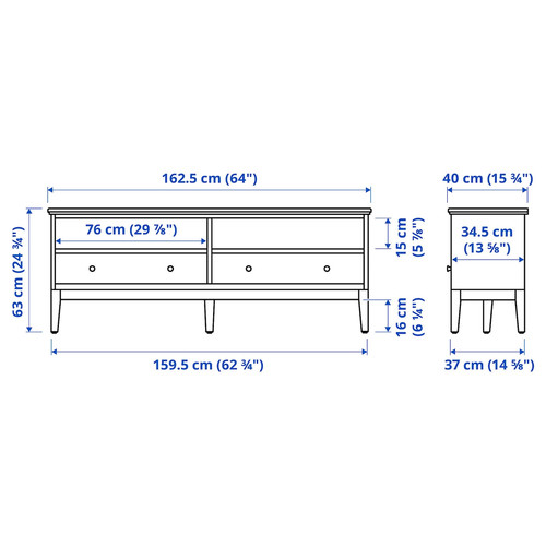 IDANÄS TV storage combination, white, 325x40x211 cm