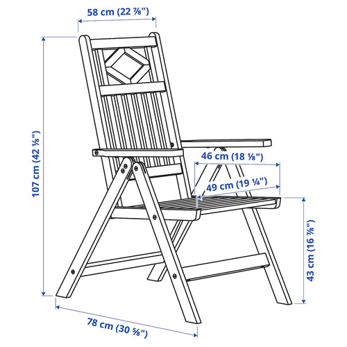 BONDHOLMEN Reclining chair, outdoor, white/beige