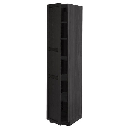 METOD High cabinet with shelves, black/Lerhyttan black stained, 40x60x200 cm