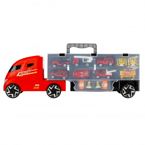 Transport Truck with 6 Small Cars & Road Accessories 3+