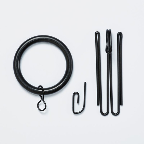 GoodHome Set for Hanging Curtains, black