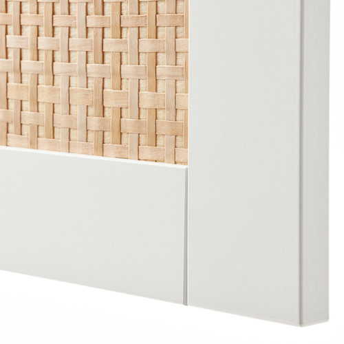 BESTÅ Wall-mounted cabinet combination, white Studsviken/white woven poplar, 180x42x64 cm