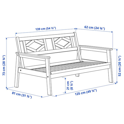 BONDHOLMEN 2-seat sofa, outdoor, white/beige, 139x81x73 cm