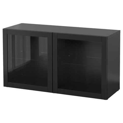 BESTÅ Shelf unit with glass doors, Sindvik black-brown, 120x40x64 cm