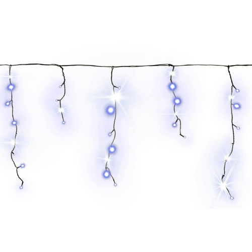 Christmas Curtain Lights In-/Outdoor 100 LED 4.8m, icicles, blue/white flash