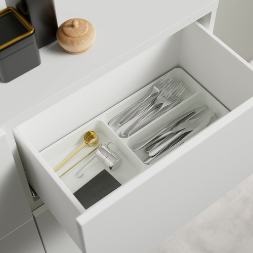 BESTÅ Storage combination w doors/drawers, white/Hanviken/Stubbarp white clear glass, 120x42x213 cm