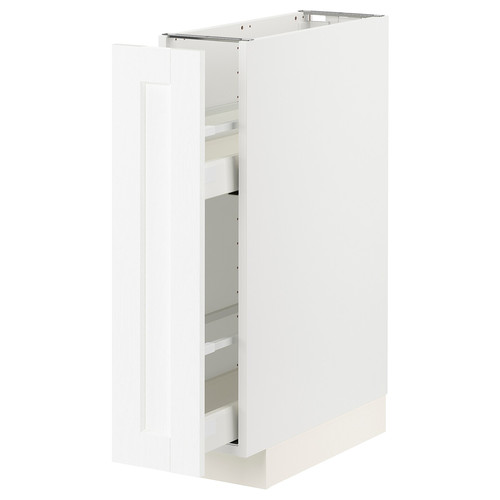 METOD / MAXIMERA Base cabinet/pull-out int fittings, white Enköping/white wood effect, 20x60 cm