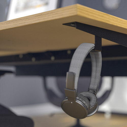 MITTZON Desk, oak veneer/black, 160x80 cm
