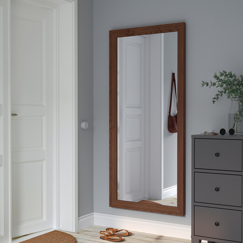 TOFTBYN Mirror, ash effect/brown, 75x165 cm