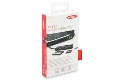 Ednet Card Reader 4-port USB 2.0 High Speed (CF, SD, Micro SD / SDHC, Memory Stick), black