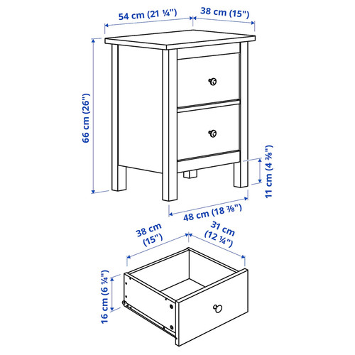 HEMNES Bedroom furniture, set of 3, white stain, 80x200 cm