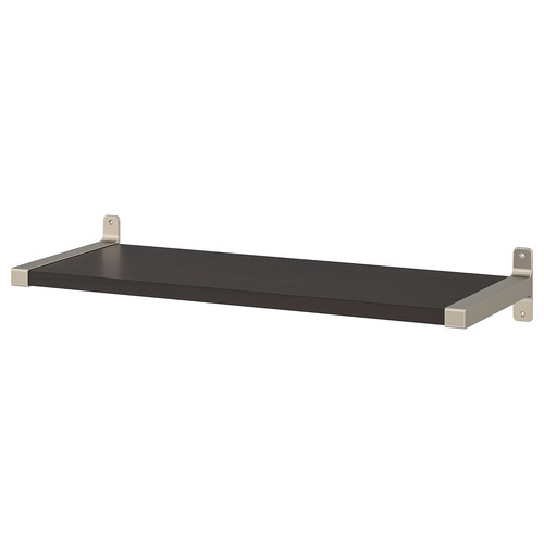 BERGSHULT / GRANHULT Wall shelf, brown-black, nickel-plated, 80x30 cm