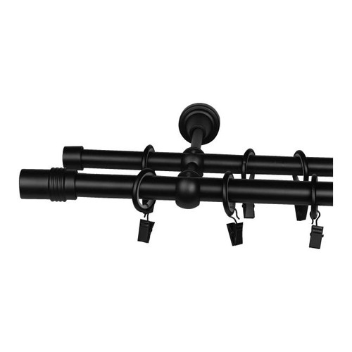 Double Curtain Rod GoodHome Araxos 19/16 mm 160 cm, matt black