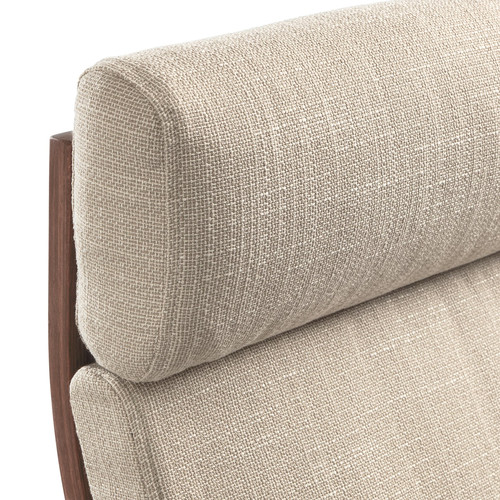 POÄNG Armchair and footstool, brown/Hillared beige