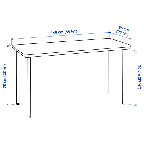 ANFALLARE / ADILS Desk, bamboo/white, 140x65 cm