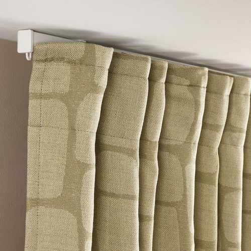 LÖNNSTÄVMAL Block-out curtains, 1 pair, light olive-green, 145x300 cm