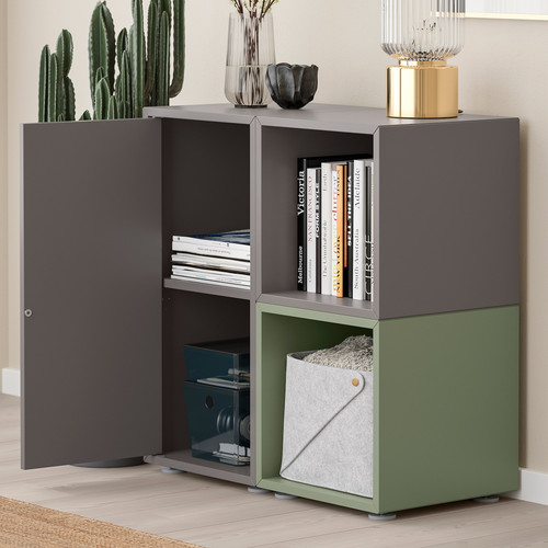 EKET Cabinet combination with feet, dark grey dark grey/grey-green, 70x35x72 cm